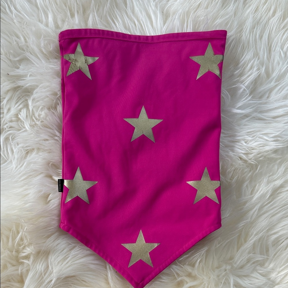 Goldbergh Kids Hot Pink Bandana Mask with Gold Stars